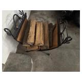 Antique Brass Fireplace Fender, Andiron Set, Fireplace Tool Set, Wrought Iron in Fireplace Log Holder and External Log Holder