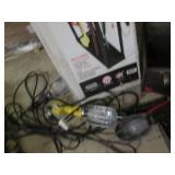 Upright tool caddy lights and a too...