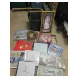 Tote of canvas pictures and frames...