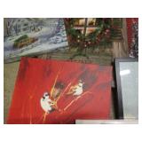 Tote of canvas pictures and frames...