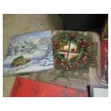 Tote of canvas pictures and frames...