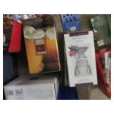 Large covered tote filled with home...