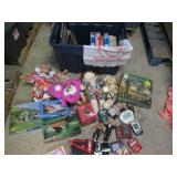 Covered tote filled with toys puzzl...