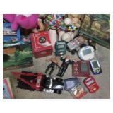 Covered tote filled with toys puzzl...