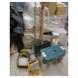 Yard tools, lighting, stool and gra...