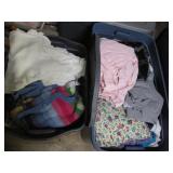 2 Covered totes of ladies clothes...
