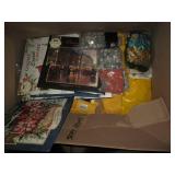 Box of craft tiles, blooms, vintage...