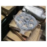 Pallet full of assorted pulleys and...