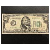 1934 A Green Seal $50 Dollar Federal Reserve Note