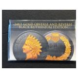 24K Gold Black Ruthenium Indian Head Cent
