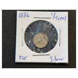1886 1/4 Real Silver