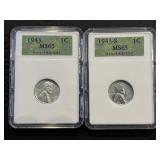 1943 and 1943-S Steel Lincoln Cents