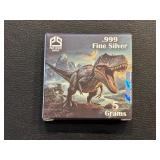 5 Grams .999 Fine Silver T-Rex