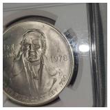 1978 MO Mexico $100 P NGC Mint Error MS66 Obverse Lamination