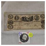 1976 S Proof Ike Silver Dollar and Mississippi and Alabama Railroad Note