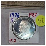 1976 S Proof Ike Silver Dollar and Mississippi and Alabama Railroad Note