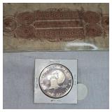 1976 S Proof Ike Silver Dollar and Mississippi and Alabama Railroad Note
