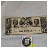 1977 S Proof Ike Silver Dollar and Winchester One Dollar Bank Note