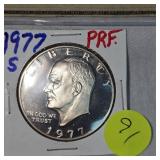 1977 S Proof Ike Silver Dollar and Winchester One Dollar Bank Note