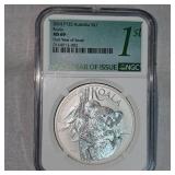 NGC MS69 Rare 1st Year Issue Koala, Silver Round