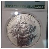 NGC MS69 Rare 1st Year Issue Koala, Silver Round