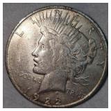 1922 D Peace Dollar $1 Fine Plus
