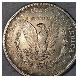 1921 Morgan Dollar $1 AU with Gold Toning, Beautiful Coin