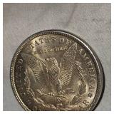 1921 Morgan Dollar $1 AU with Gold Toning, Beautiful Coin