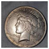 1922 Peace Dollar $1 AU w/Toning
