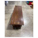 Oak Drop Leaf Coffee Table with Lower Shelf 48x19x18 Inches