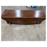 Oak Drop Leaf Coffee Table with Lower Shelf 48x19x18 Inches