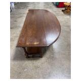 Oak Drop Leaf Coffee Table with Lower Shelf 48x19x18 Inches