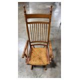 Vintage Wooden Glider Rocking Chair with Upholstered Seat