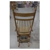 Vintage Wooden Glider Rocking Chair with Upholstered Seat