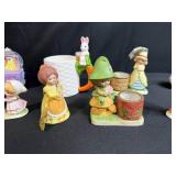 Collection of Little Luvkins Hand Painted Porcelain Figurines and Easter Decor
