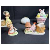 Collection of Little Luvkins Hand Painted Porcelain Figurines and Easter Decor