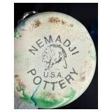 Mixed Set of Pitchers and Blue Glass Tumblers Including Pfaltzgraff and Nemadji Pottery