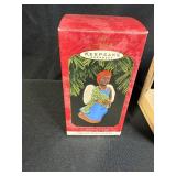 Hallmark Holiday Ornament Collection with Keepsake Angels and Grandson Satin Ball