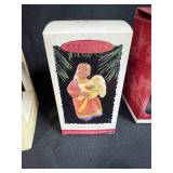 Hallmark Holiday Ornament Collection with Keepsake Angels and Grandson Satin Ball