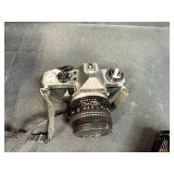 Pentax ME Super 35mm SLR Film Camera Set with Lenses, Flash, Case, and Manual