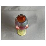 Nouveau Bohemian Iridescent Art Glass Vase with Pulled Feather Design, 9 Inches Tall