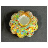 Colorful Confetti Art Glass Bowl with Scalloped Edge, Approx. 8 Inches Wide - Possibly Murano