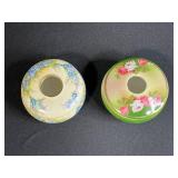 Pair of Hand Painted Porcelain Hair Receiver Jars, B & Co France and Turin Bavaria