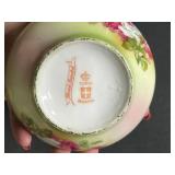 Pair of Hand Painted Porcelain Hair Receiver Jars, B & Co France and Turin Bavaria