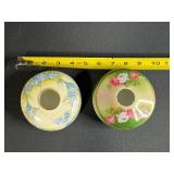 Pair of Hand Painted Porcelain Hair Receiver Jars, B & Co France and Turin Bavaria