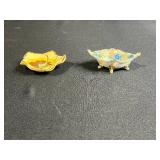 Pair of Vintage Porcelain Trinket Dishes - Floral Motifs