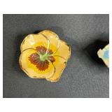 Pair of Vintage Porcelain Trinket Dishes - Floral Motifs