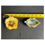 Pair of Vintage Porcelain Trinket Dishes - Floral Motifs