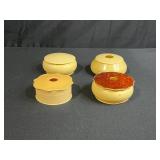 Set of Vintage Plastic Powder Boxes Vanity Jars & Hair Receivers