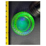 Collection of Misc Mismatched Vintage Glass and Porcelain Hair Receiver Bowls & Tops inc Uranium Glass